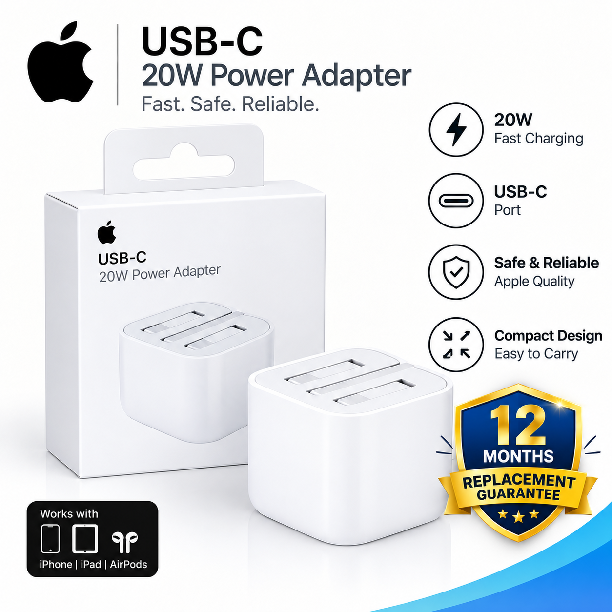 12 months guarantee-Apple 20W USB-C Power Adapter
